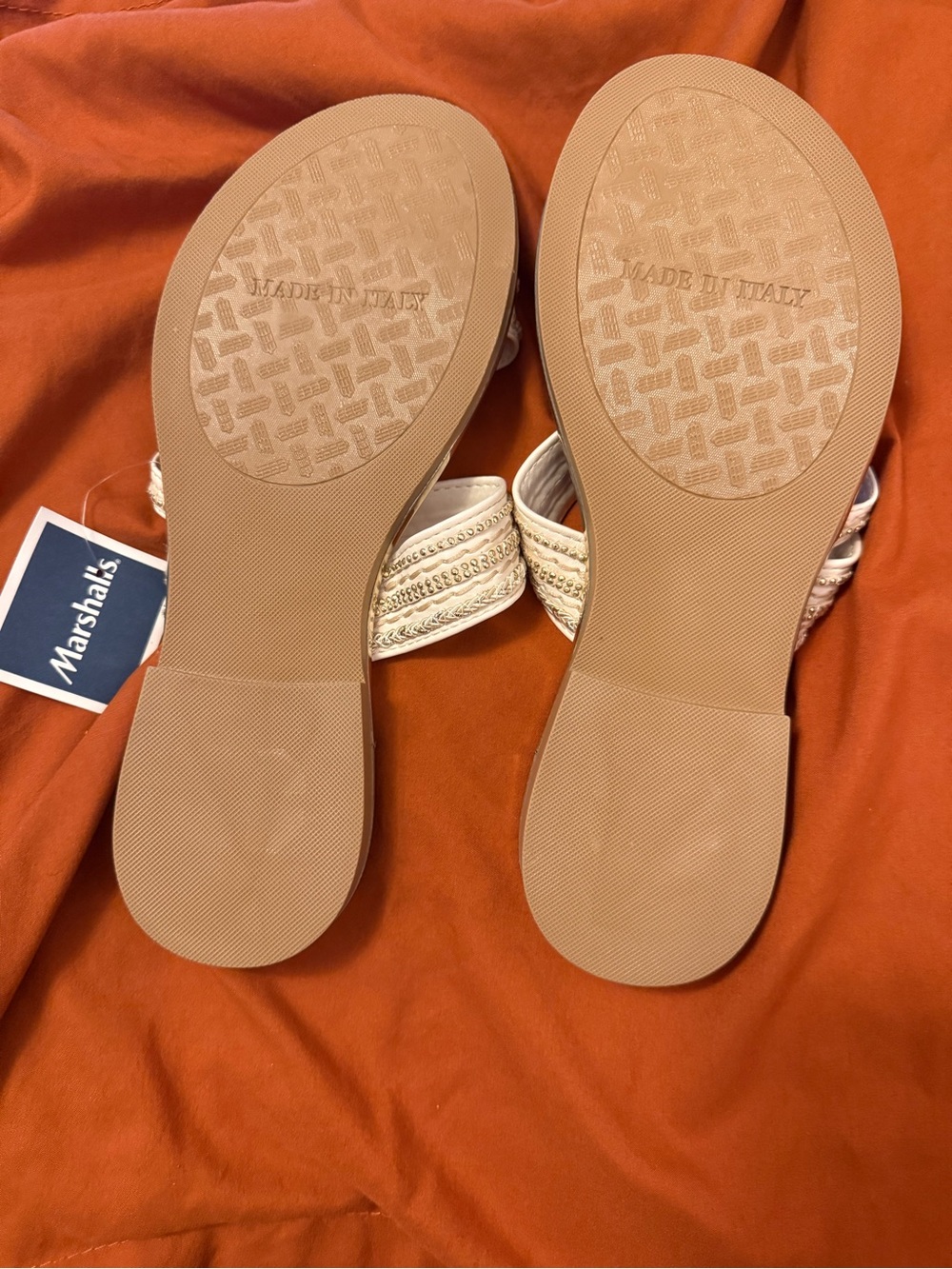 Italian Shoemakers White Beaded Strappy Slide Sandals - Picture 3 of 3